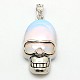 Personalized Retro Halloween Skull Jewelry Bezel Opalite Pendants(G-M038-01B)-1