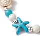Turtle & Starfish Synthetic Turquoise Beaded Stretch Bracelet(BJEW-JB09968-01)-4
