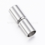 Smooth 304 Stainless Steel Magnetic Clasps with Glue-in Ends, Column, Stainless Steel Color, 18x6mm, Hole: 5mm(STAS-H402-22P-5mm)