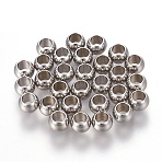 Tarnish Resistant 202 Stainless Steel Beads, Round, Stainless Steel Color, 5x3.5mm, Hole: 3mm(X-STAS-F170-04P-A)