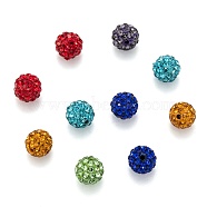 Pave Disco Ball Beads, Polymer Clay Rhinestone Beads, Grade A, Round, Mixed Color, PP12(1.8~1.9mm), 8mm, Hole: 1mm(RB-H258-8MM-M)