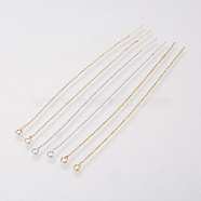 Brass Chain Stud Earring Findings, Ear Threads, Mixed Color, 90mm, Pin: 0.5mm(KK-F730-05)