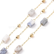 Natural Sodalite Rectangle Beaded Chains, with Golden 304 Stainless Steel Findings, Unwelded, 4~4.5x2~2.5x2~2.5mm, about 3.28 Feet(1m)/Box(AJEW-SZ0002-42B)
