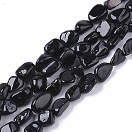 Natural Black Tourmaline  Beads Strands, Nuggets, Tumbled Stone, 5~11x5~8x3~6mm, Hole: 0.8mm, about: 52~56pcs/Strand, 15.94 inch(40.5cm)(G-S363-027)