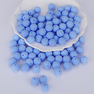 Round Silicone Focal Beads, Chewing Beads For Teethers, DIY Nursing Necklaces Making, Light Blue, 15mm, Hole: 2mm(SI-JX0046A-105)