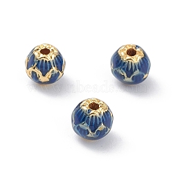 Rack Plating Brass Enamel Beads, Round, Long-Lasting Plated, Cadmium Free & Lead Free, Real 18K Gold Plated, 5mm, Hole: 1mm(KK-L155-49A-G)
