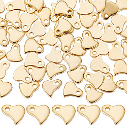 80Pcs 201 Stainless Steel Charms, Stamping Blank Tag, Heart, Real 24K Gold Plated, 6x6x1mm, Hole: 1mm(STAS-BBC0003-03)