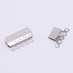 Stainless Steel Box Clasps, Multi-Strand Clasps, 5-Strands, 10 Holes, Rectangle, Stainless Steel Color, 19.5x14.5x3mm, Hole: 1.7mm(STAS-WH0009-04P)