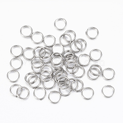 304 Stainless Steel Split Rings, Double Loops Jump Rings, Stainless Steel Color, 5x1mm, about 4mm Inner Diameter(X-STAS-H413-03P)