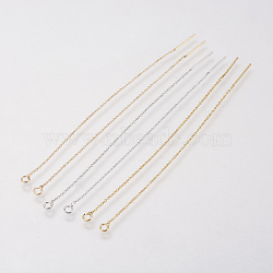 Brass Chain Stud Earring Findings, Ear Threads, Mixed Color, 90mm, Pin: 0.5mm(KK-F730-05)