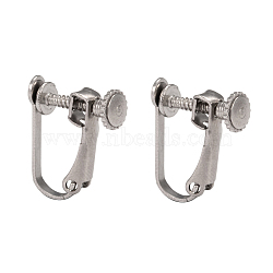 304 Stainless Steel Clip-on Earring Settings, Stainless Steel Color, Tray: 3.5mm, 15x12x5mm(STAS-Q227-01)