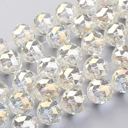 Electroplate Glass Bead Strands, Full Rainbow Plated, Faceted, Round, Light Yellow, 19.5mm, Hole: 2mm, about 12pcs/strand, 8.6 inch(22cm)(EGLA-J140-FR02-20mm)