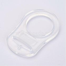 Eco-Friendly Plastic Baby Pacifier Holder Ring, Clear, 48x32x3mm, Hole: 22mm(KY-K001-C15)
