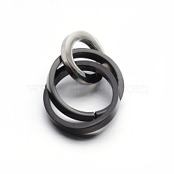 304 Stainless Steel Interlocking Ring Pendants, Gunmetal, 37.5~38x21mm(STAS-E090-90B)