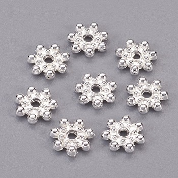 Tibetan Style Alloy Daisy Spacer Beads, Daisy, Silver Color Plated, 8x2mm, Hole: 1.5mm