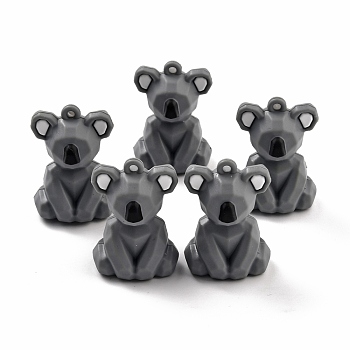 PVC Faceted Cartoon Koala Pendants, for DIY Keychain Making, Dark Gray, 42x30x25mm, Hole: 3mm