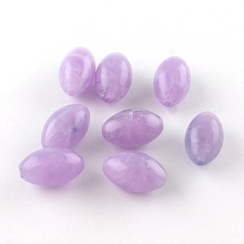 Oval Imitation Gemstone Acrylic Beads, Lilac, 20x12mm, Hole: 2.5mm, about 70pcs/135g