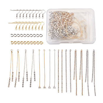 DIY Tassels Earring Making Kits, Including Brass Cubic Zirconia Tassel Pendants, 304 Stainless Steel Earring Hooks, Platinum & Golden, Pendants: 16pcs/box
