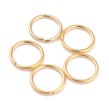 Rack Plating Brass Jump Rings, Open Jump Rings, Long-Lasting Plated, Real 24K Gold Plated, 10x1mm, 18 Gauge, Inner Diameter: 8mm