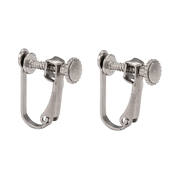 304 Stainless Steel Clip-on Earring Settings, Stainless Steel Color, Tray: 3.5mm, 15x12x5mm
