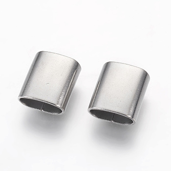 201 Stainless Steel Slide Charms, Oval, Stainless Steel Color, 10x9x4.5mm, Hole: 3.5x7.5mm