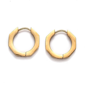 304 Stainless Steel Octagon Huggie Hoop Earrings, Golden, 15x16x3mm, Pin: 1mm